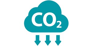 Icon of a cloud showing CO2 falling from it