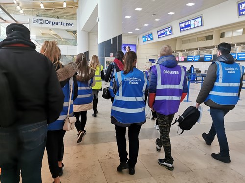 employability course students on their tour of Liverpool Airport